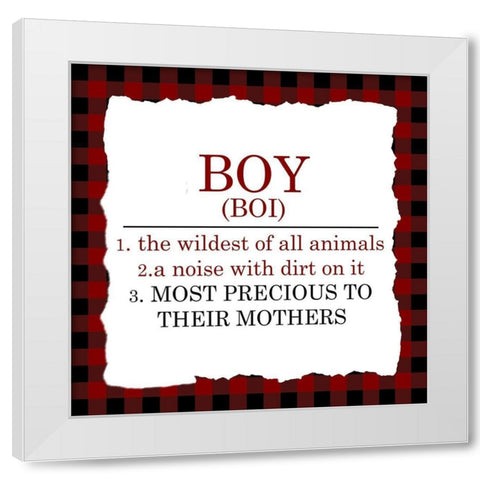 Boy Definition White Modern Wood Framed Art Print by Kimberly, Allen