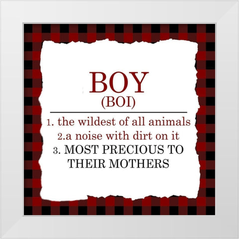 Boy Definition White Modern Wood Framed Art Print by Kimberly, Allen