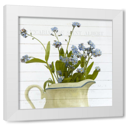 Forget ME Not White Modern Wood Framed Art Print by Kimberly, Allen