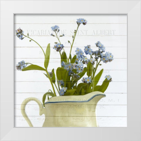 Forget ME Not White Modern Wood Framed Art Print by Kimberly, Allen