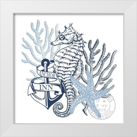 Seahorse Bay 4 White Modern Wood Framed Art Print by Kimberly, Allen