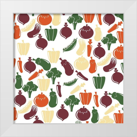 Veggie Pattern 2 White Modern Wood Framed Art Print by Kimberly, Allen