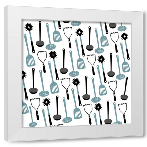 Farm Fresh Utensils  Pattern 1 White Modern Wood Framed Art Print by Kimberly, Allen