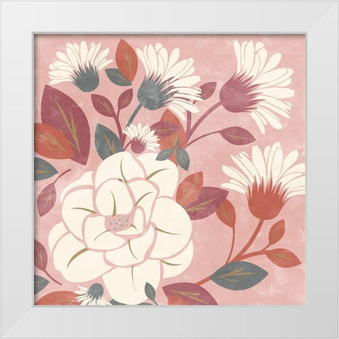 Morning Floral White Modern Wood Framed Art Print by Kimberly, Allen