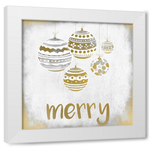 Merry Christmas ornament White Modern Wood Framed Art Print by Allen, Kimberly
