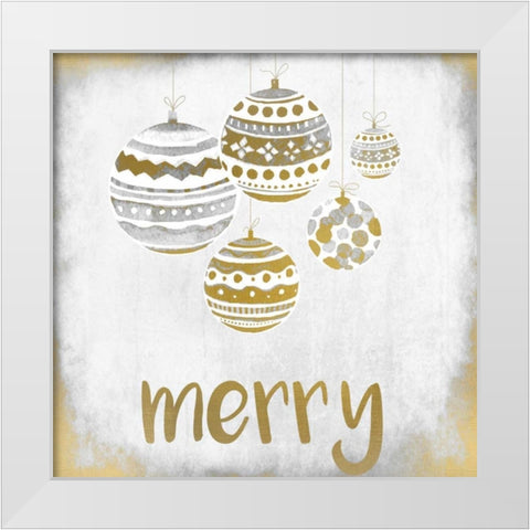 Merry Christmas ornament White Modern Wood Framed Art Print by Allen, Kimberly