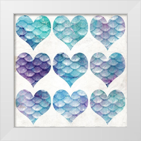 Mermaid Hearts White Modern Wood Framed Art Print by Kimberly, Allen