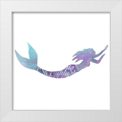 Mermaid Swimming Square White Modern Wood Framed Art Print by Kimberly, Allen