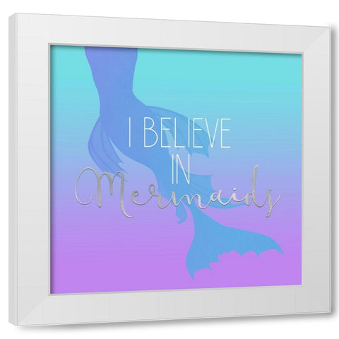 Mermaids 4 Silver White Modern Wood Framed Art Print by Allen, Kimberly