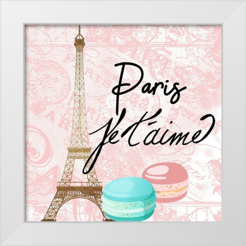 Paris Bonjour 1 White Modern Wood Framed Art Print by Kimberly, Allen