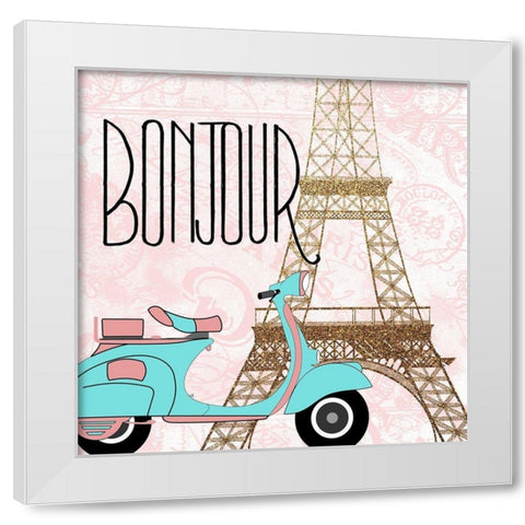 Paris Bonjour 2 White Modern Wood Framed Art Print by Kimberly, Allen