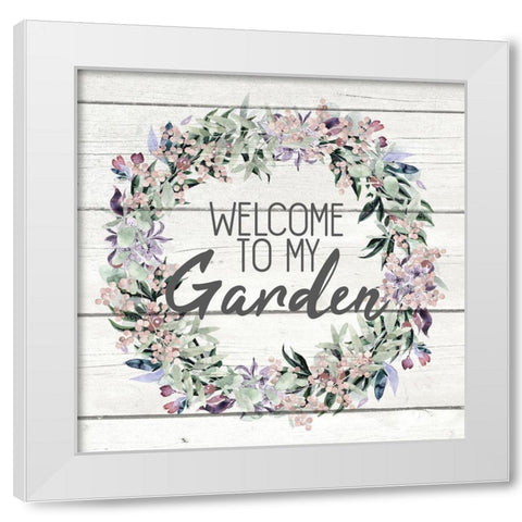 Garden Wreath White Modern Wood Framed Art Print by Kimberly, Allen