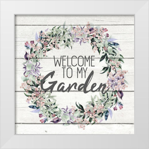 Garden Wreath White Modern Wood Framed Art Print by Kimberly, Allen