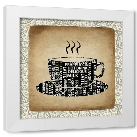 Coffee Paisley 2 White Modern Wood Framed Art Print by Kimberly, Allen