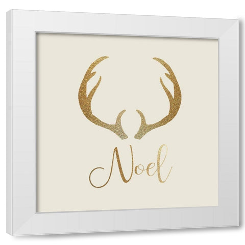 Noel Antler Gold White Modern Wood Framed Art Print by Kimberly, Allen