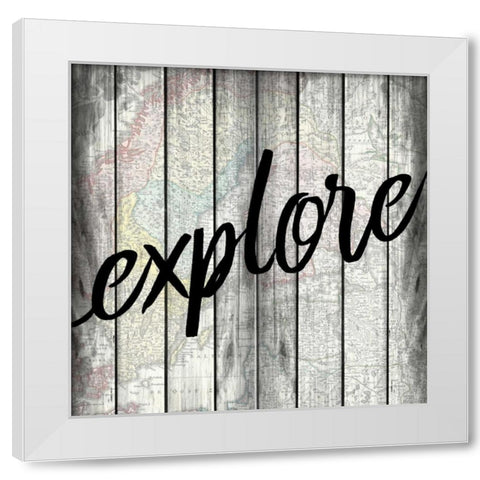 Explore Map White Modern Wood Framed Art Print by Allen, Kimberly