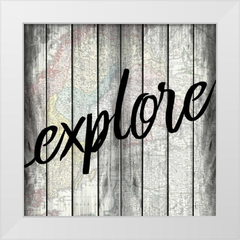 Explore Map White Modern Wood Framed Art Print by Allen, Kimberly