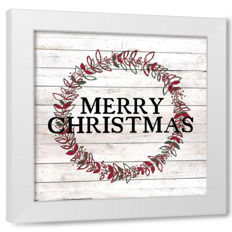 Merry Christmas White Modern Wood Framed Art Print by Kimberly, Allen