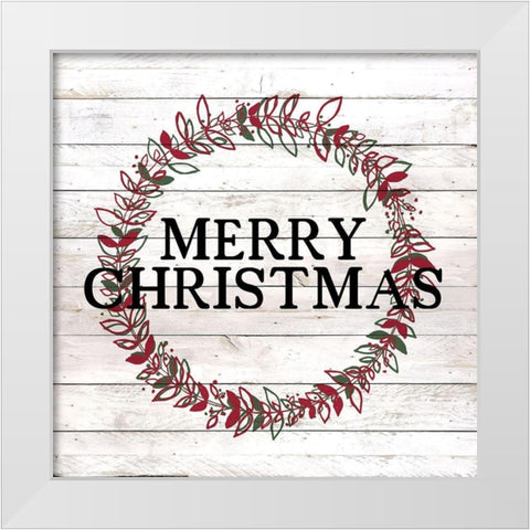 Merry Christmas White Modern Wood Framed Art Print by Kimberly, Allen