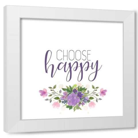 Choose Happy White Modern Wood Framed Art Print by Kimberly, Allen