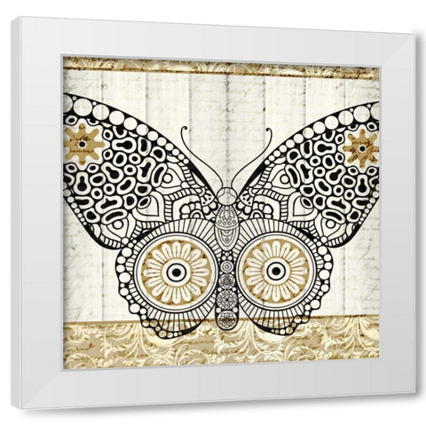 Damask Butterfly 1 White Modern Wood Framed Art Print by Allen, Kimberly