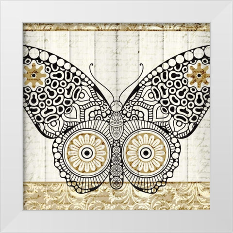 Damask Butterfly 1 White Modern Wood Framed Art Print by Allen, Kimberly