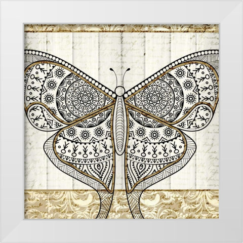 Damask Butterfly 2 White Modern Wood Framed Art Print by Allen, Kimberly