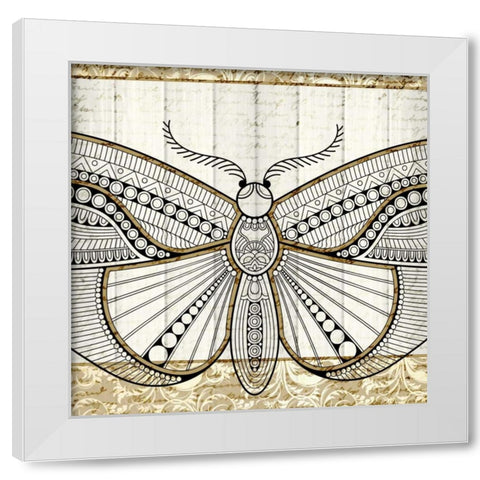 Damask Butterfly 3 White Modern Wood Framed Art Print by Allen, Kimberly
