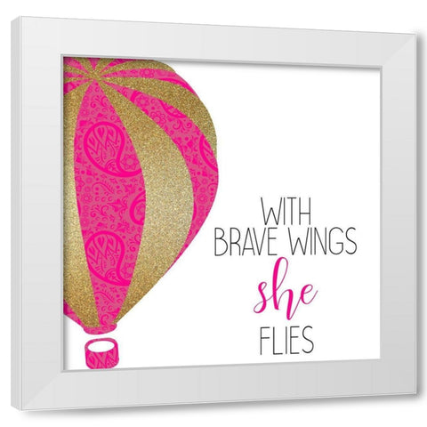 With Brave Wings White Modern Wood Framed Art Print by Kimberly, Allen