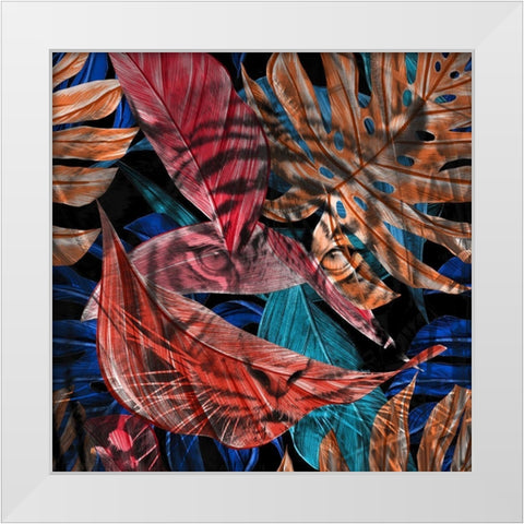Hidden Tiger White Modern Wood Framed Art Print by Kimberly, Allen