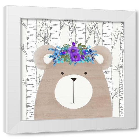 Woodland Animals 1 White Modern Wood Framed Art Print by Kimberly, Allen