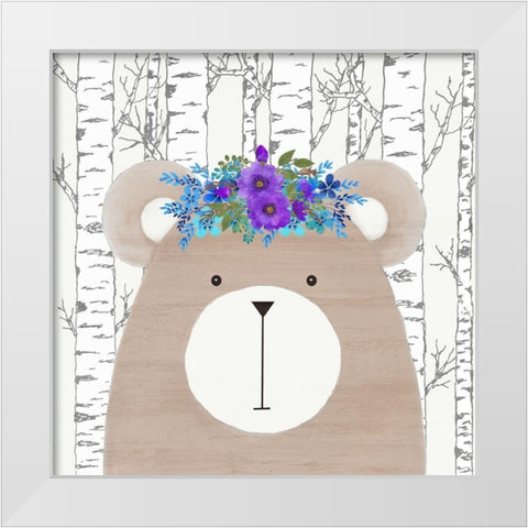 Woodland Animals 1 White Modern Wood Framed Art Print by Kimberly, Allen
