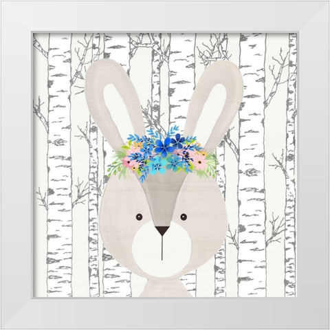 Woodland Animals 3 White Modern Wood Framed Art Print by Kimberly, Allen