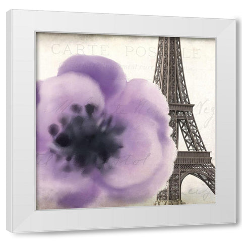 Purple Paris 1 White Modern Wood Framed Art Print by Kimberly, Allen