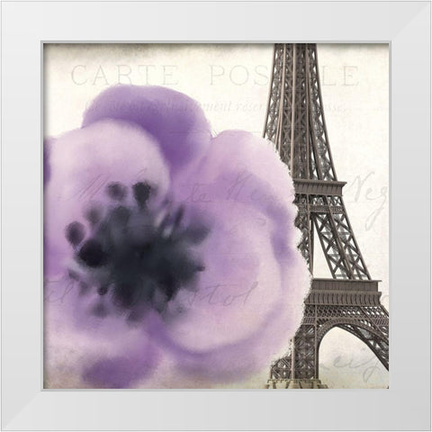 Purple Paris 1 White Modern Wood Framed Art Print by Kimberly, Allen