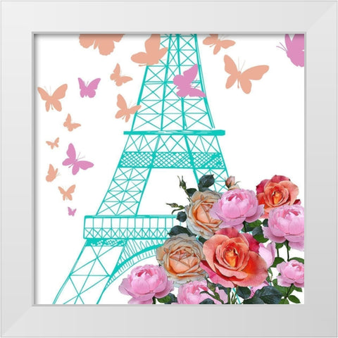 Paris Bike 1 White Modern Wood Framed Art Print by Kimberly, Allen