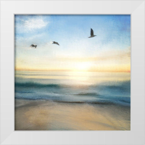 Sunrise Beach White Modern Wood Framed Art Print by Kimberly, Allen
