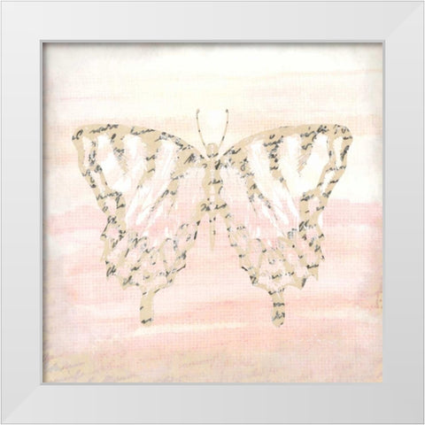 Butterfly Script 3 White Modern Wood Framed Art Print by Allen, Kimberly