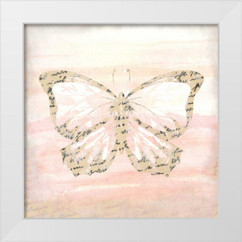 Butterfly Script 4 White Modern Wood Framed Art Print by Allen, Kimberly