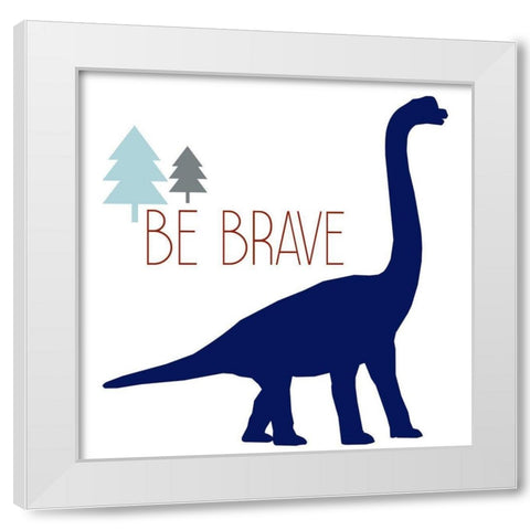 Brave Dino 1 White Modern Wood Framed Art Print by Allen, Kimberly