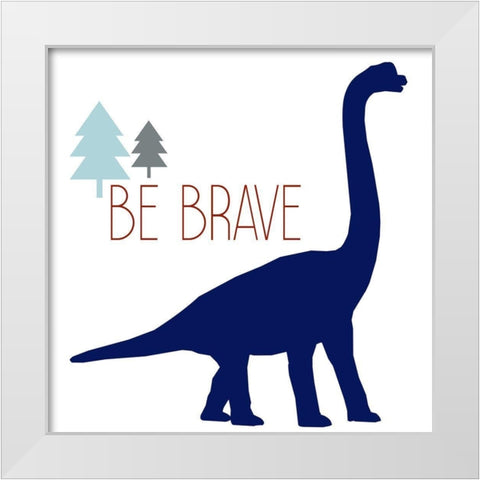 Brave Dino 1 White Modern Wood Framed Art Print by Allen, Kimberly