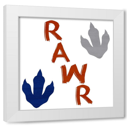 Brave Dino 4 Square White Modern Wood Framed Art Print by Allen, Kimberly