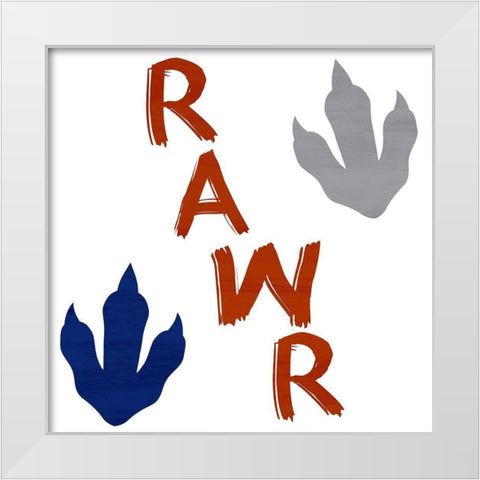 Brave Dino 4 Square White Modern Wood Framed Art Print by Allen, Kimberly