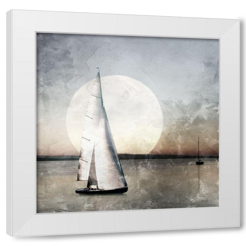 Moonlight Sail White Modern Wood Framed Art Print by Allen, Kimberly