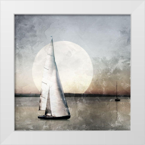 Moonlight Sail White Modern Wood Framed Art Print by Allen, Kimberly