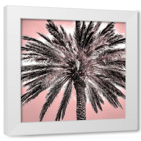 Under the Palm Pink White Modern Wood Framed Art Print by Allen, Kimberly
