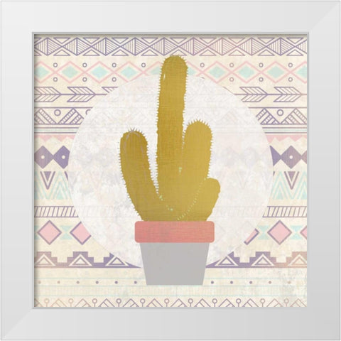 Ethnic Cactus 1 White Modern Wood Framed Art Print by Allen, Kimberly