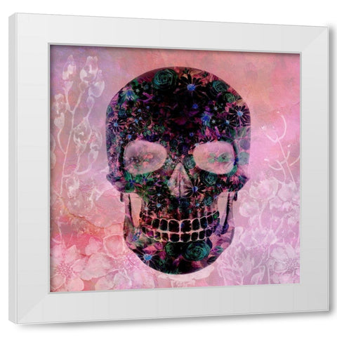 Floral Skull Pink White Modern Wood Framed Art Print by Allen, Kimberly