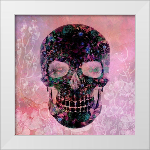 Floral Skull Pink White Modern Wood Framed Art Print by Allen, Kimberly