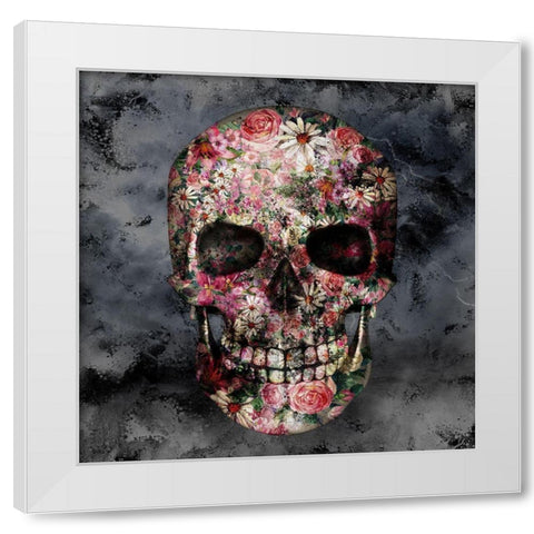 Floral Skull White Modern Wood Framed Art Print by Allen, Kimberly